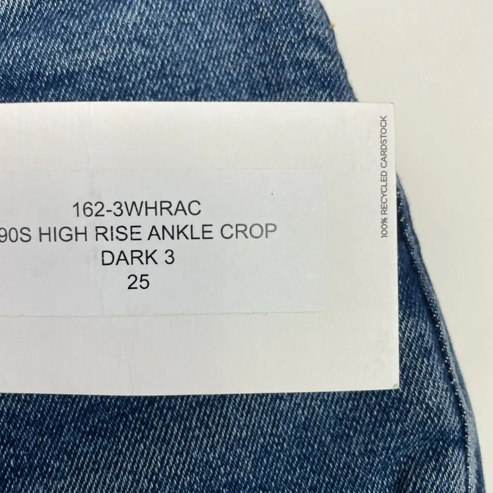 Re/Done Revolve Originals 90s High Rise Ankle Crop Button Fly Jean Dark Wash 25